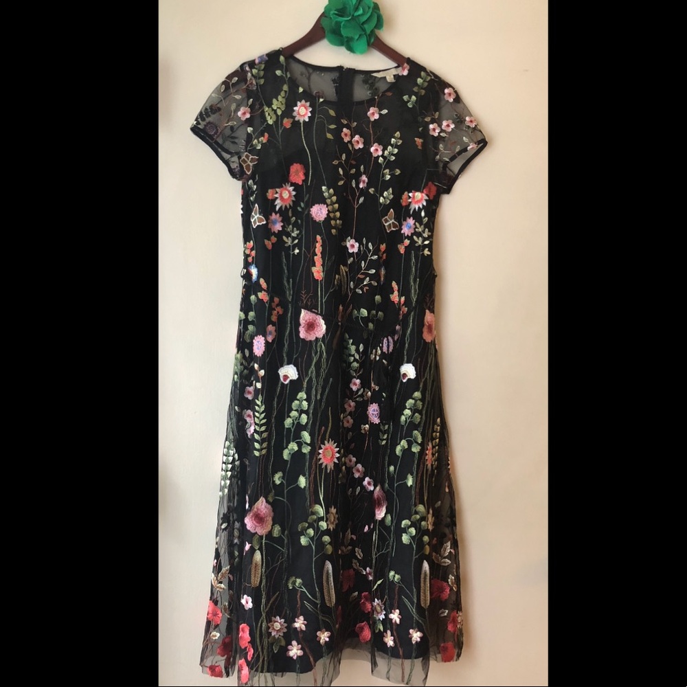 Floral sheer mid-calf dress